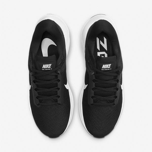 Black / White Nike Air Zoom Structure 24 Road Women's Running Shoes | NK803SLT