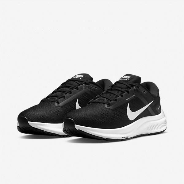 Black / White Nike Air Zoom Structure 24 Road Women's Running Shoes | NK803SLT