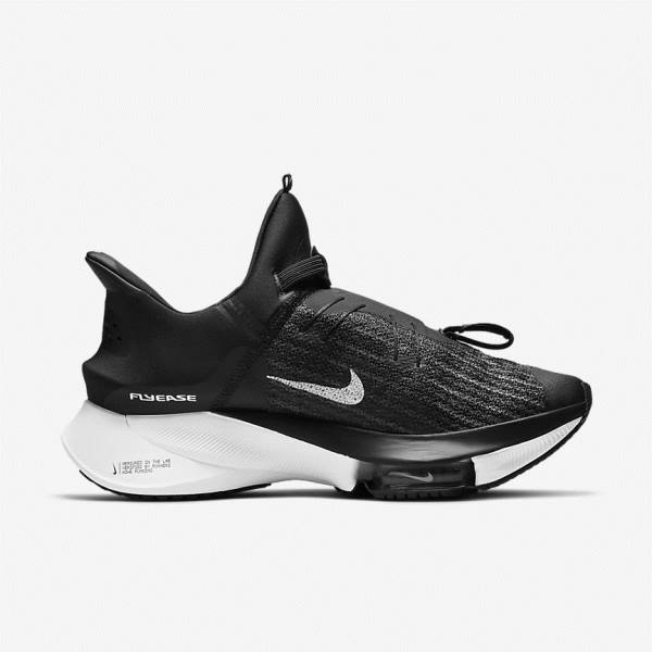 Black / White Nike Air Zoom Tempo NEXT% FlyEase Easy On-Off Road Men's Running Shoes | NK586XIZ