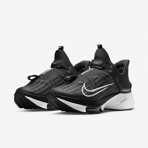 Black / White Nike Air Zoom Tempo NEXT% FlyEase Easy On-Off Road Men's Running Shoes | NK586XIZ