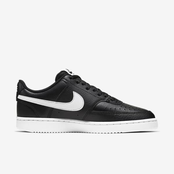 Black / White Nike Court Vision Low Women's Sneakers | NK395FON