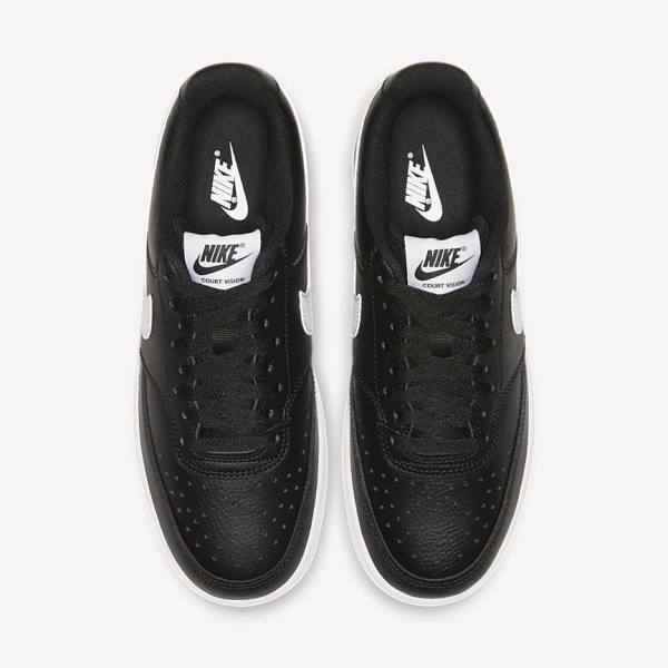 Black / White Nike Court Vision Low Women's Sneakers | NK395FON