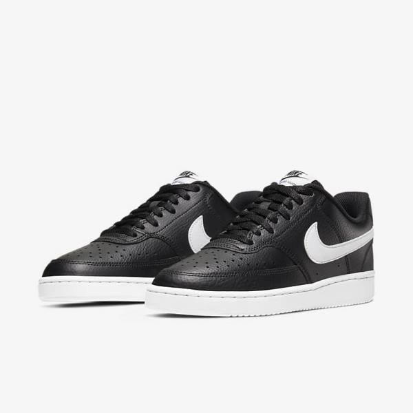 Black / White Nike Court Vision Low Women's Sneakers | NK395FON