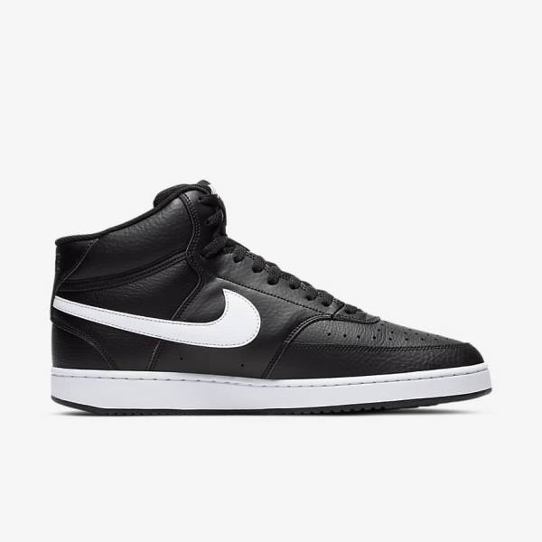 Black / White Nike Court Vision Mid Men's Sneakers | NK673DKP