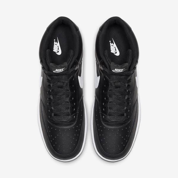 Black / White Nike Court Vision Mid Men's Sneakers | NK673DKP