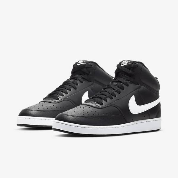 Black / White Nike Court Vision Mid Men's Sneakers | NK673DKP