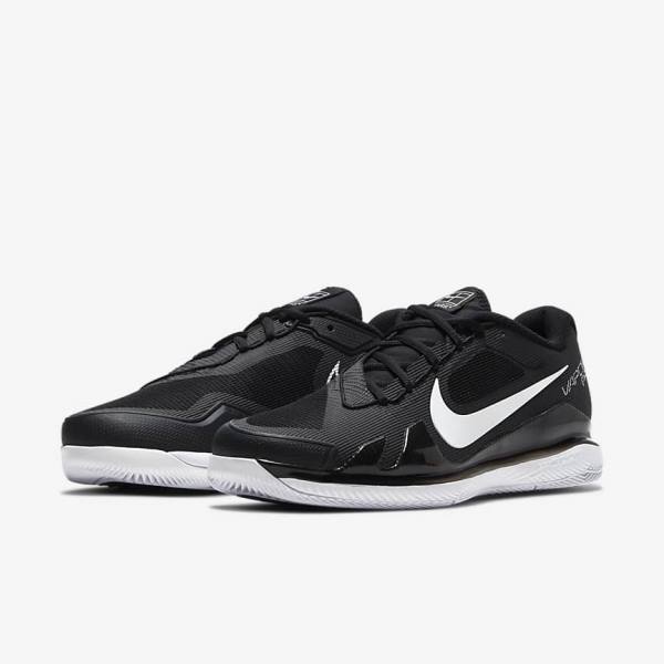 Black / White Nike NikeCourt Air Zoom Vapor Pro Hard-Court Men's Tennis Shoes | NK540BJN