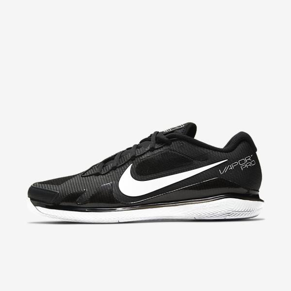 Black / White Nike NikeCourt Air Zoom Vapor Pro Hard-Court Men\'s Tennis Shoes | NK540BJN