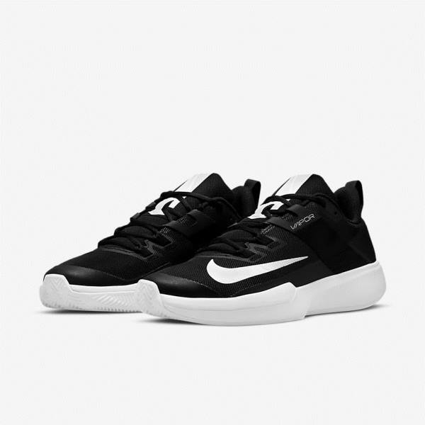 Black / White Nike NikeCourt Vapor Lite Clay Court Men's Tennis Shoes | NK940UGW