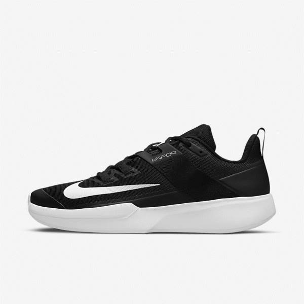 Black / White Nike NikeCourt Vapor Lite Clay Court Men\'s Tennis Shoes | NK940UGW