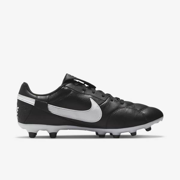 Black / White Nike The Premier 3 FG Firm-Grounds Men's Football Shoes | NK452NUL