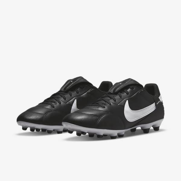 Black / White Nike The Premier 3 FG Firm-Grounds Men's Football Shoes | NK452NUL