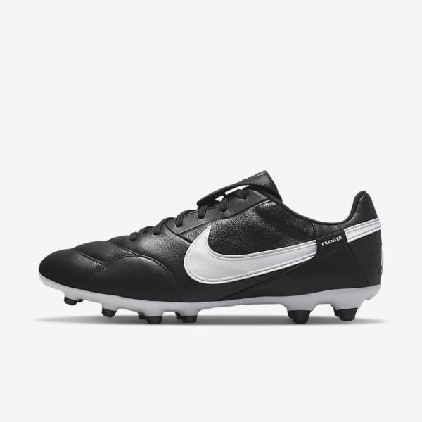 Black / White Nike The Premier 3 FG Firm-Grounds Men\'s Football Shoes | NK452NUL