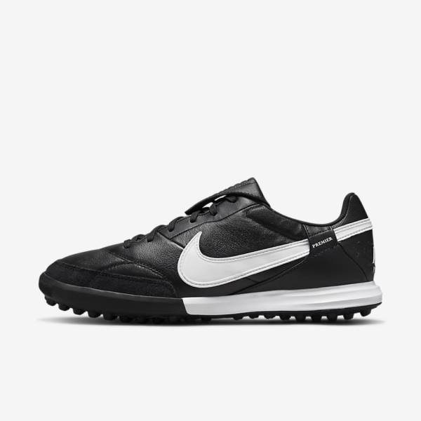 Black / White Nike The Premier 3 TF Artificial-Turf Men\'s Football Shoes | NK249ZTJ