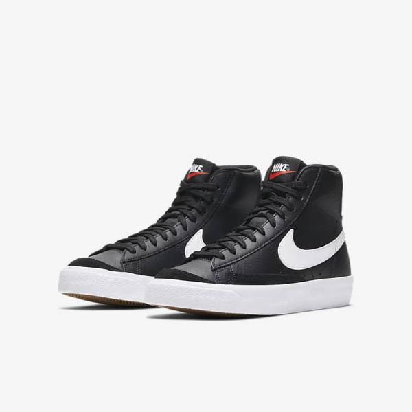 Black / White / Orange Nike Blazer Mid 77 Older Kids' Sneakers | NK306LGN