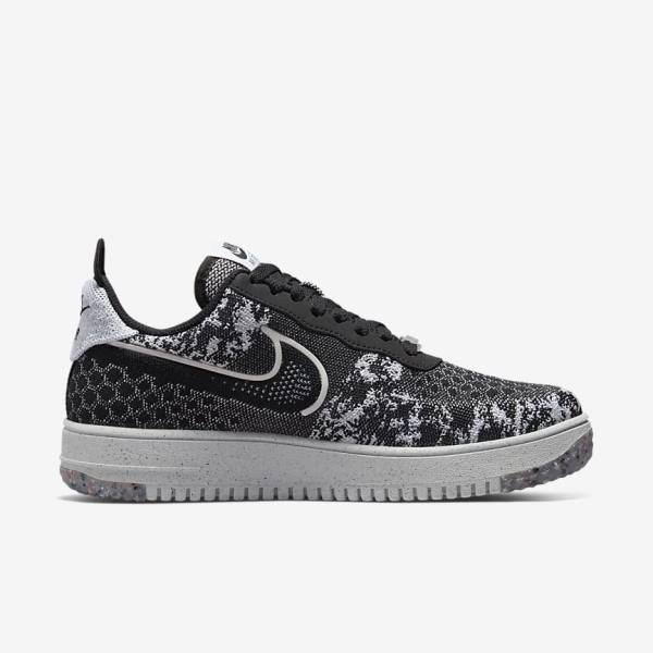 Black / White / Platinum / Black Nike Air Force 1 Crater Flyknit Next Nature Men's Sneakers | NK832RFM