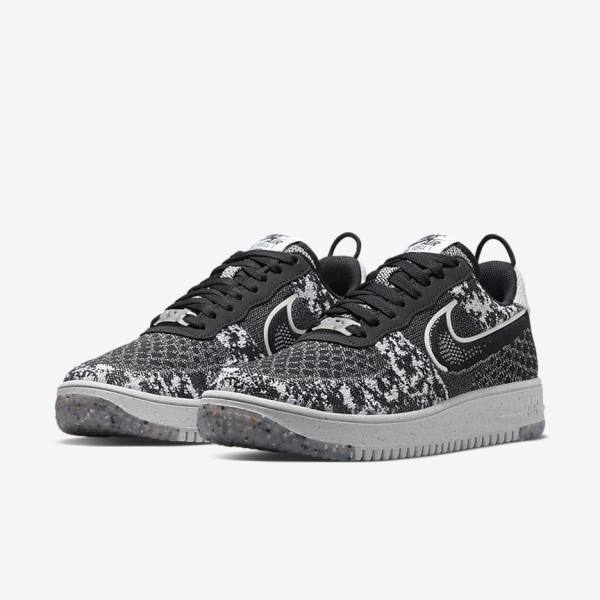 Black / White / Platinum / Black Nike Air Force 1 Crater Flyknit Next Nature Men's Sneakers | NK832RFM