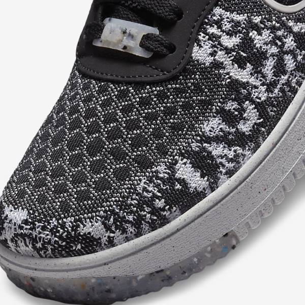 Black / White / Platinum / Black Nike Air Force 1 Crater Flyknit Next Nature Men's Sneakers | NK832RFM