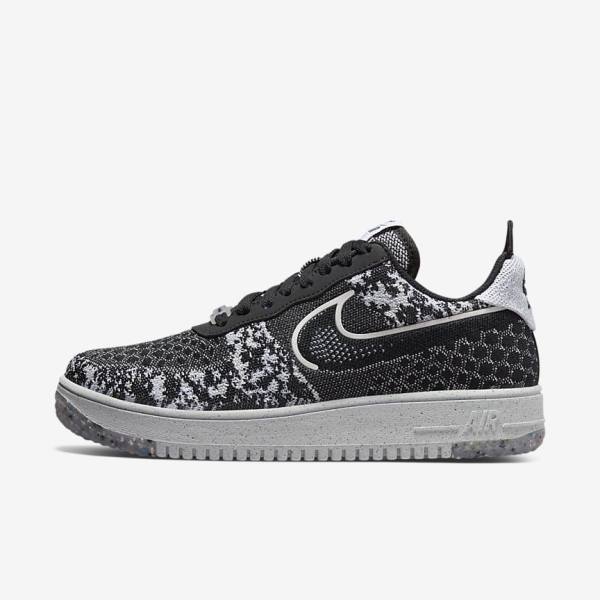 Black / White / Platinum / Black Nike Air Force 1 Crater Flyknit Next Nature Men\'s Sneakers | NK832RFM