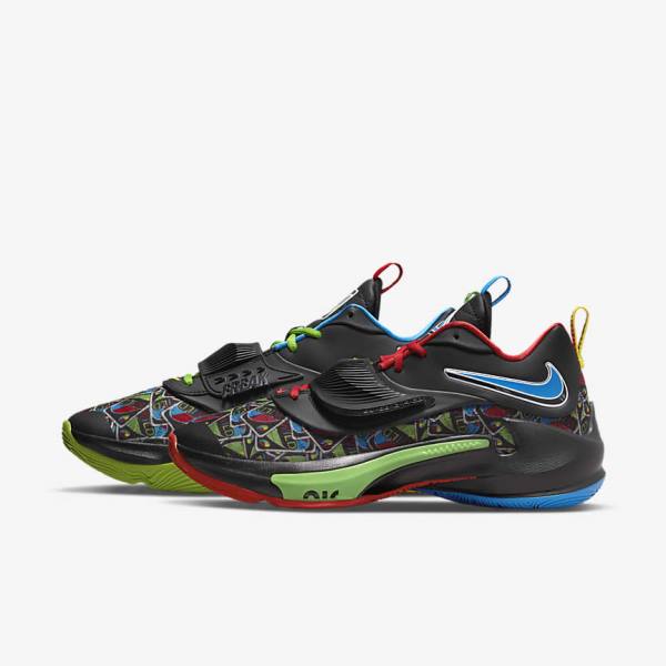 Black / White / Red / Green Nike Zoom Freak 3 Women's Basketball Shoes | NK053UFW