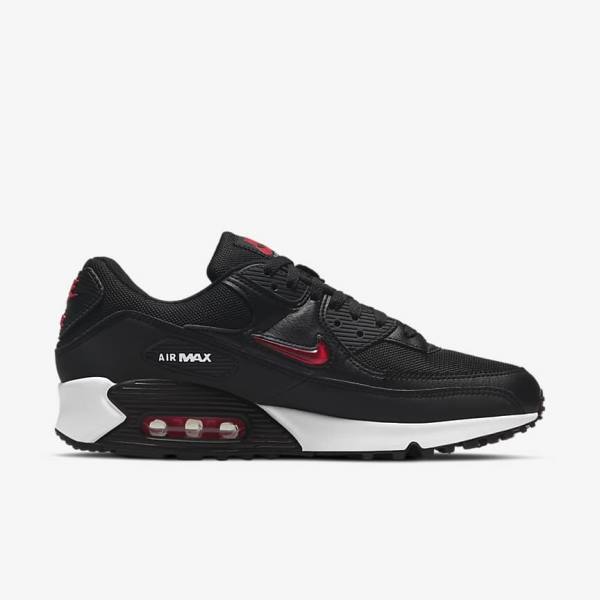 Black / White / Red Nike Air Max 90 Men's Sneakers | NK653PZB