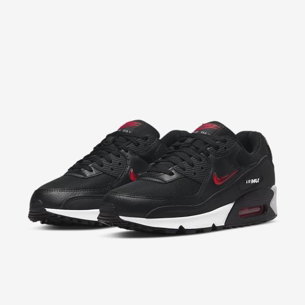 Black / White / Red Nike Air Max 90 Men's Sneakers | NK653PZB