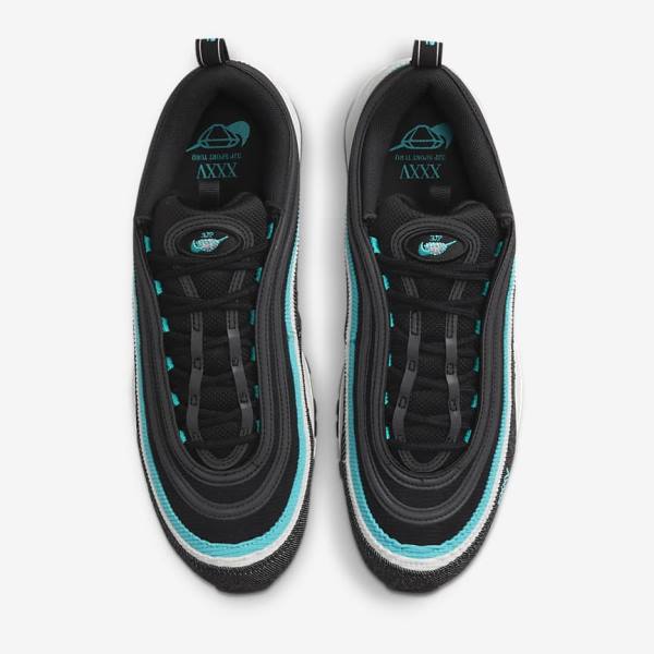 Black / White / Turquoise Nike Air Max 97 SE Men's Sneakers | NK645VSY