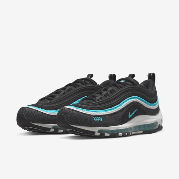 Black / White / Turquoise Nike Air Max 97 SE Men's Sneakers | NK645VSY