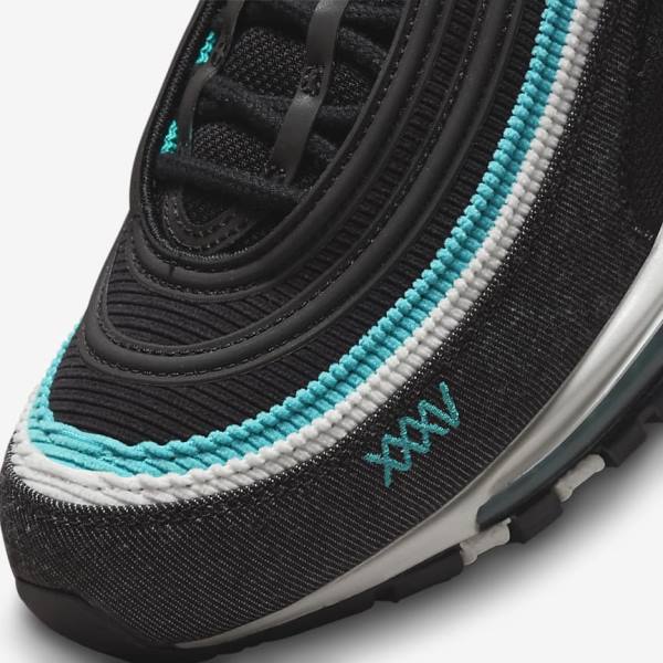 Black / White / Turquoise Nike Air Max 97 SE Men's Sneakers | NK645VSY