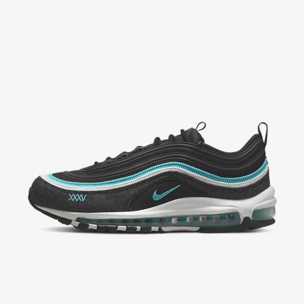 Black / White / Turquoise Nike Air Max 97 SE Men\'s Sneakers | NK645VSY