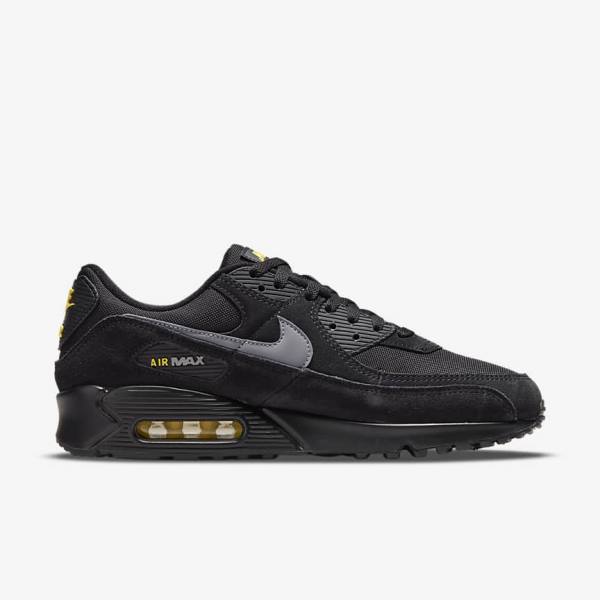 Black / Yellow / Metal Grey Nike Air Max 90 Men's Sneakers | NK174VYD