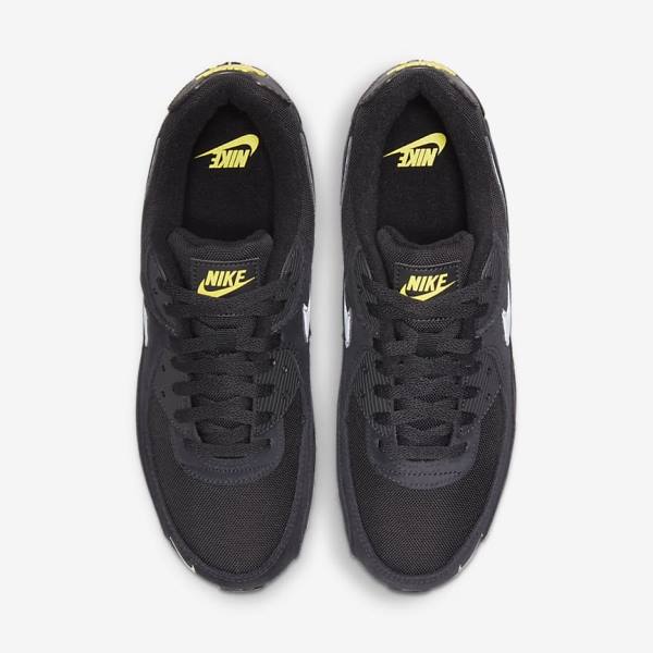 Black / Yellow / Metal Grey Nike Air Max 90 Men's Sneakers | NK174VYD