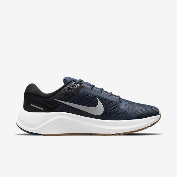 Blue / Black / Dark Obsidian / Grey Nike Air Zoom Structure 24 Road Men's Running Shoes | NK652VKR