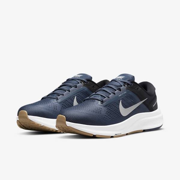 Blue / Black / Dark Obsidian / Grey Nike Air Zoom Structure 24 Road Men's Running Shoes | NK652VKR