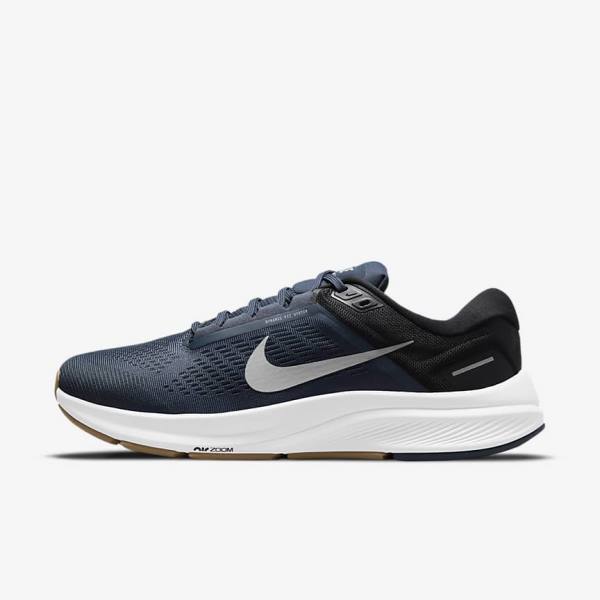 Blue / Black / Dark Obsidian / Grey Nike Air Zoom Structure 24 Road Men\'s Running Shoes | NK652VKR