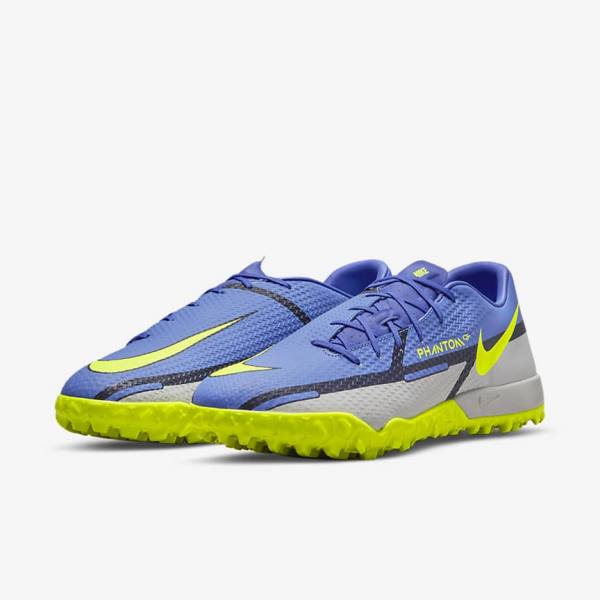 Blue / Grey Nike Phantom GT2 Academy TF Turf Women's Football Shoes | NK096CKY