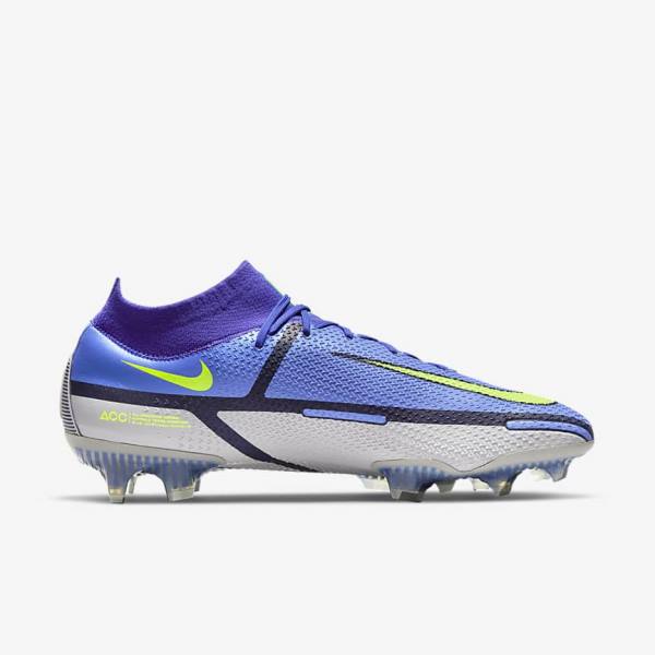 Blue / Grey Nike Phantom GT2 Dynamic Fit Elite FG Firm-Ground Women's Football Shoes | NK023UNA