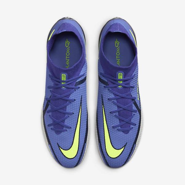 Blue / Grey Nike Phantom GT2 Dynamic Fit Elite FG Firm-Ground Women's Football Shoes | NK023UNA