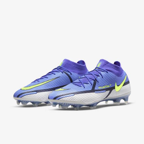 Blue / Grey Nike Phantom GT2 Dynamic Fit Elite FG Firm-Ground Women's Football Shoes | NK023UNA