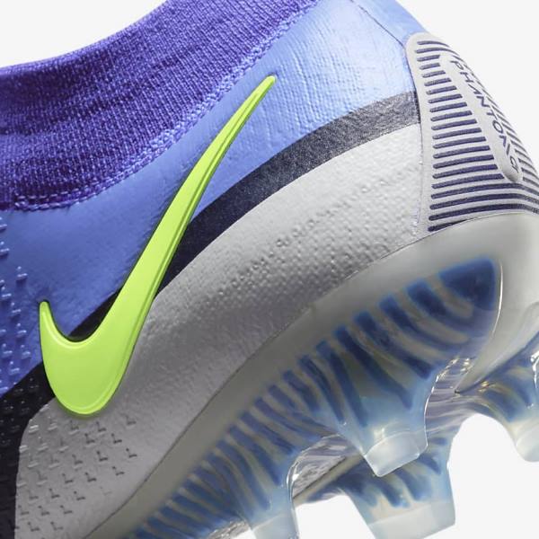 Blue / Grey Nike Phantom GT2 Dynamic Fit Elite FG Firm-Ground Women's Football Shoes | NK023UNA