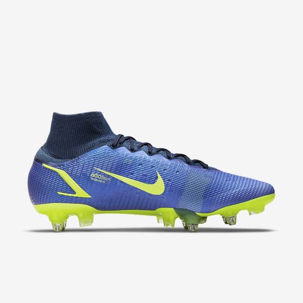 Blue Nike Mercurial Superfly 8 Elite SG-Pro AC Soft-Ground Men's Football Shoes | NK691LEX