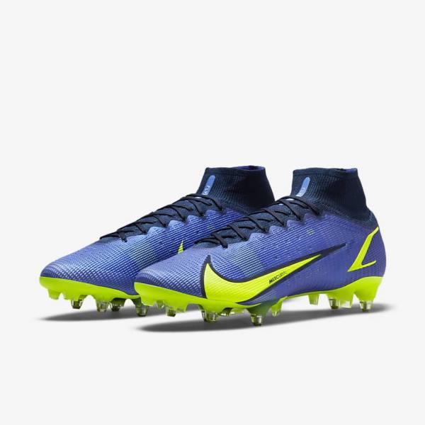 Blue Nike Mercurial Superfly 8 Elite SG-Pro AC Soft-Ground Men's Football Shoes | NK691LEX