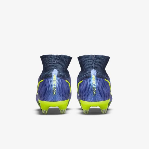 Blue Nike Mercurial Superfly 8 Elite SG-Pro AC Soft-Ground Men's Football Shoes | NK691LEX