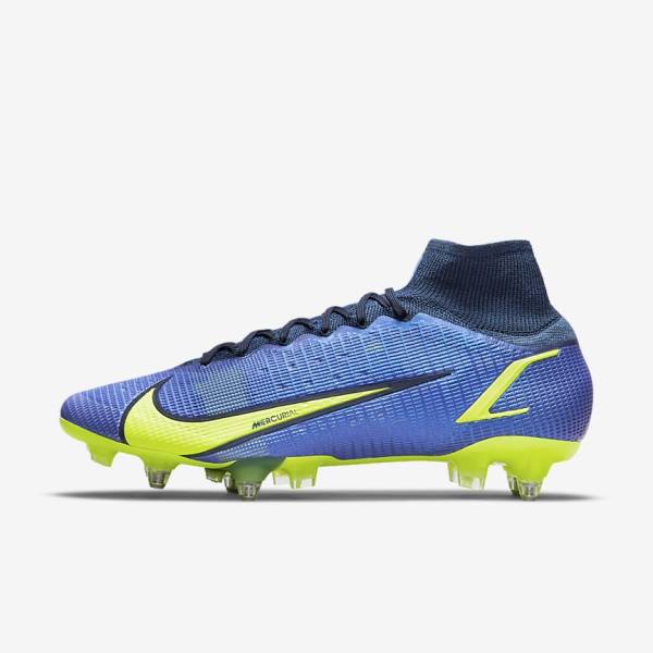 Blue Nike Mercurial Superfly 8 Elite SG-Pro AC Soft-Ground Men\'s Football Shoes | NK691LEX