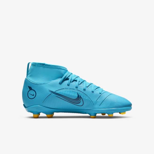 Blue / Orange Nike Jr. Mercurial Superfly 8 Club MG Older Multi-Ground Kids' Football Shoes | NK429ZAJ