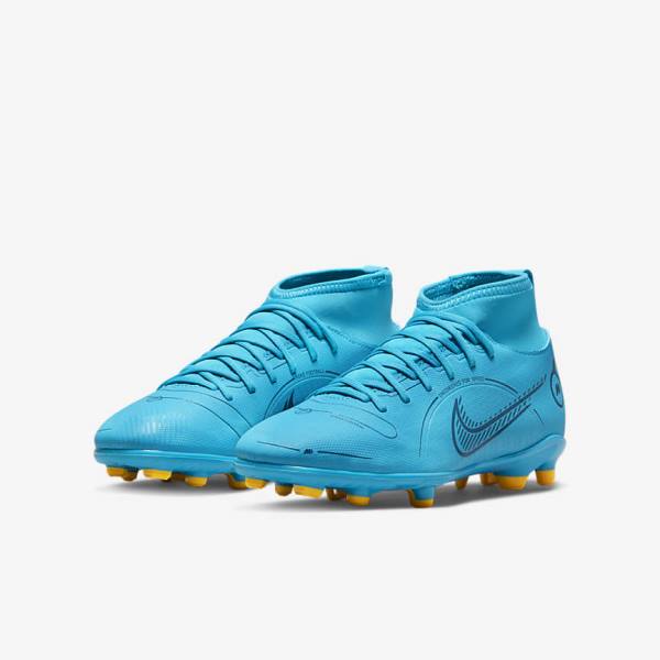 Blue / Orange Nike Jr. Mercurial Superfly 8 Club MG Older Multi-Ground Kids' Football Shoes | NK429ZAJ