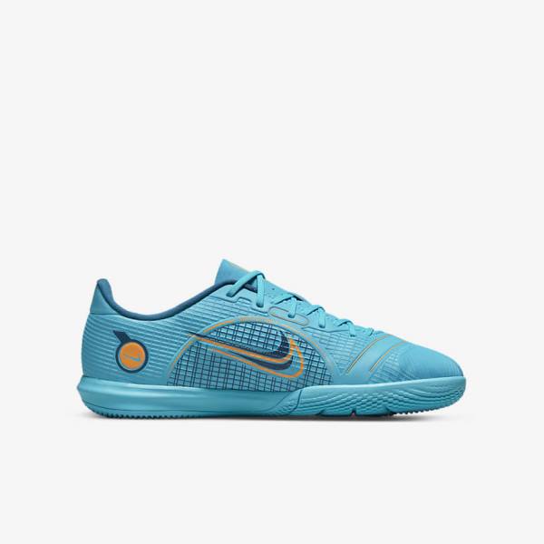 Blue / Orange Nike Jr. Mercurial Vapor 14 Academy IC Older Indoor Court Kids' Football Shoes | NK876KCT