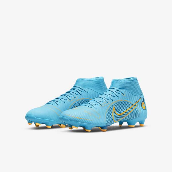 Blue / Orange Nike Mercurial Superfly 8 Academy MG Multi-Grounds Men's Football Shoes | NK093WDQ