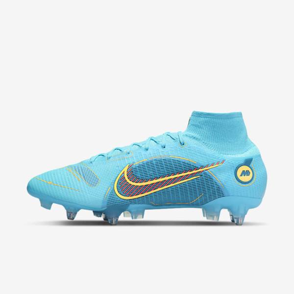 Blue / Orange Nike Mercurial Superfly 8 Elite SG-PRO Anti-Clog Traction Soft-Ground Men\'s Football Shoes | NK324ZHX