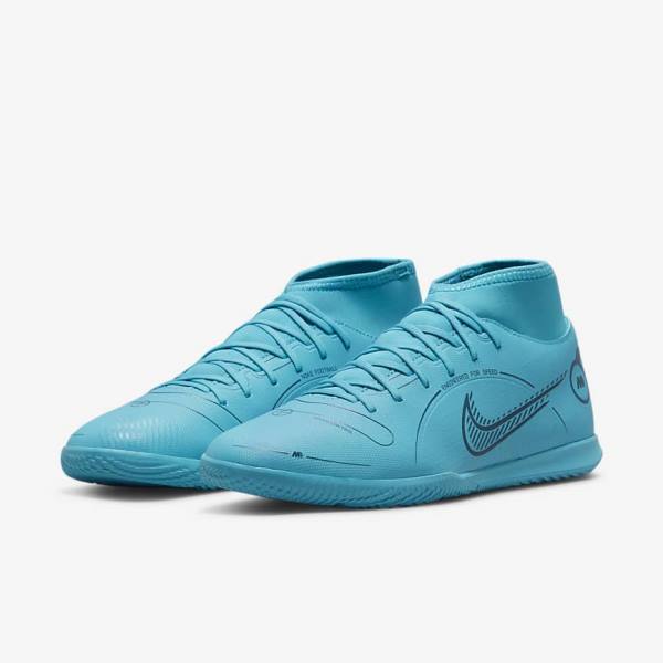 Blue / Orange Nike Mercurial Superfly 8 Club IC Indoor Court Women's Football Shoes | NK729OJV